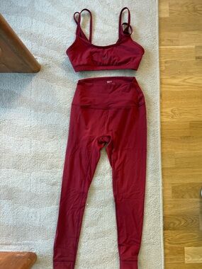 SET Active Burgundy Sports Bra & Leggings Set